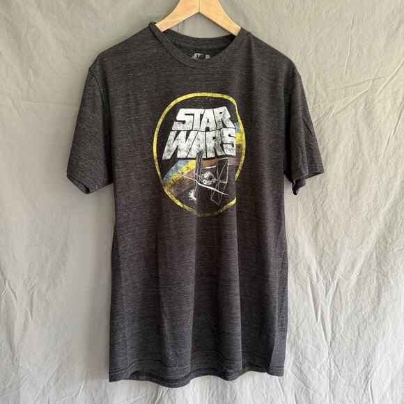 Star Wars T-Shirt Classic Logo Tie Fighter Retro Dk Gray Men's/Unisex Size Large - Picture 1 of 8